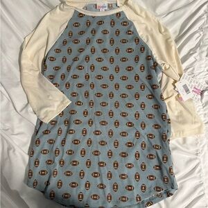10 Items for $20: LuLaRoe Cream and Brown Football Pattern Top